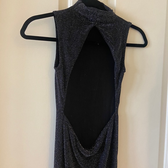 Alix NYC Strapless Asymmetrical Open Back Stretch Dress Black Size XS Glitter - Picture 5 of 6